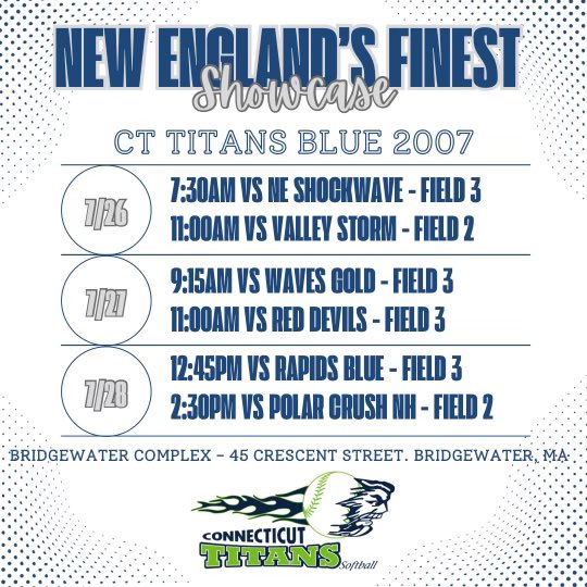 Schedule for NE Finest!!!
