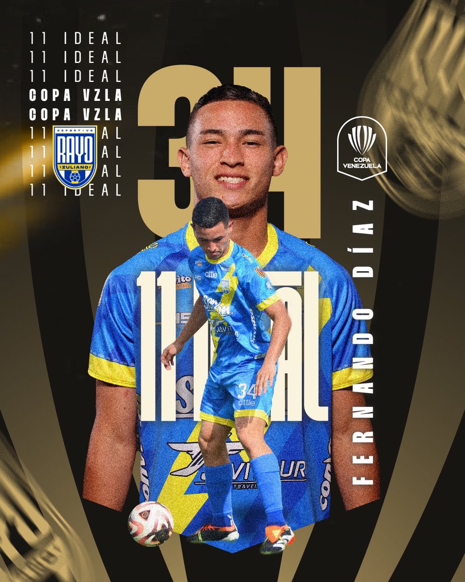 DvoRayoZuliano's tweet photo. 𝟭𝟭 𝗜𝗗𝗘𝗔𝗟- 𝗖𝗼𝗽𝗮 𝗩𝗲𝗻𝗲𝘇𝘂𝗲𝗹𝗮 𝟮𝟬𝟮𝟰 🏆
Fernando Díaz, el de #NuestraCausa y de 𝗖𝗮𝘀𝗮 𝗖𝗹𝘂𝗯, elegido al 𝗫𝗜 𝗜𝗗𝗘𝗔𝗟 de la #CopaVenezuela 🇻🇪. Su actuación lo ha llevado a la titularidad de RAYO en el 𝗖𝗹𝗮𝘂𝘀𝘂𝗿𝗮 de la @LigaFUTVE
#DaleRayo ⚡️ https://t.co/ox5flz57Vv