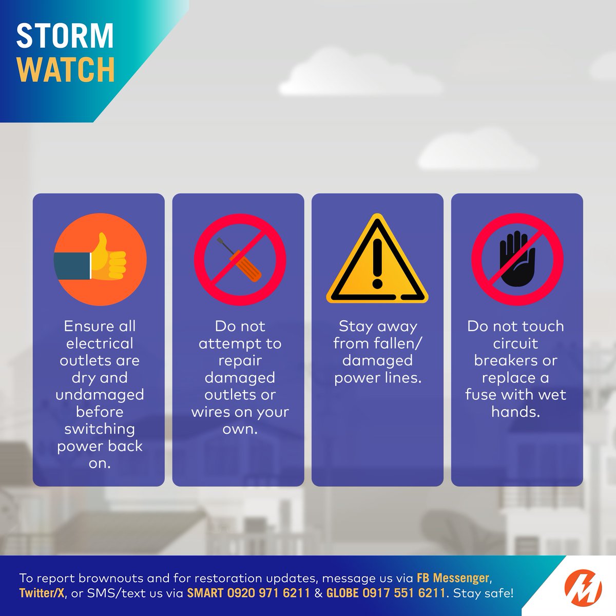 Ito ang mga Meralco-recommended tips to stay safe after #TyphoonCarinaPH at home.

For more typhoon safety tips, follow us or visit the website.

Stay safe!