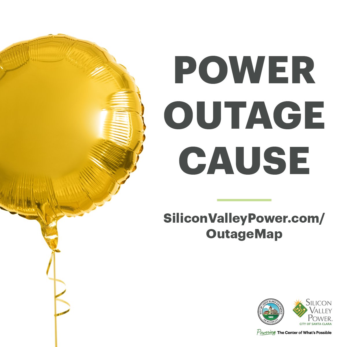 SantaClaraPower's tweet photo. 🎈 Mylar Balloon Causes Power Outage ⚡
Let's keep balloons grounded, not in power lines!
-Tie them down
-Keep them indoors
-Dispose of them properly
If you are still without power, visit https://t.co/cK4vxFNDPg
#PowerOutage #BalloonSafety #CommunitySafety #SiliconValleyPower https://t.co/Ole2t6K2H3