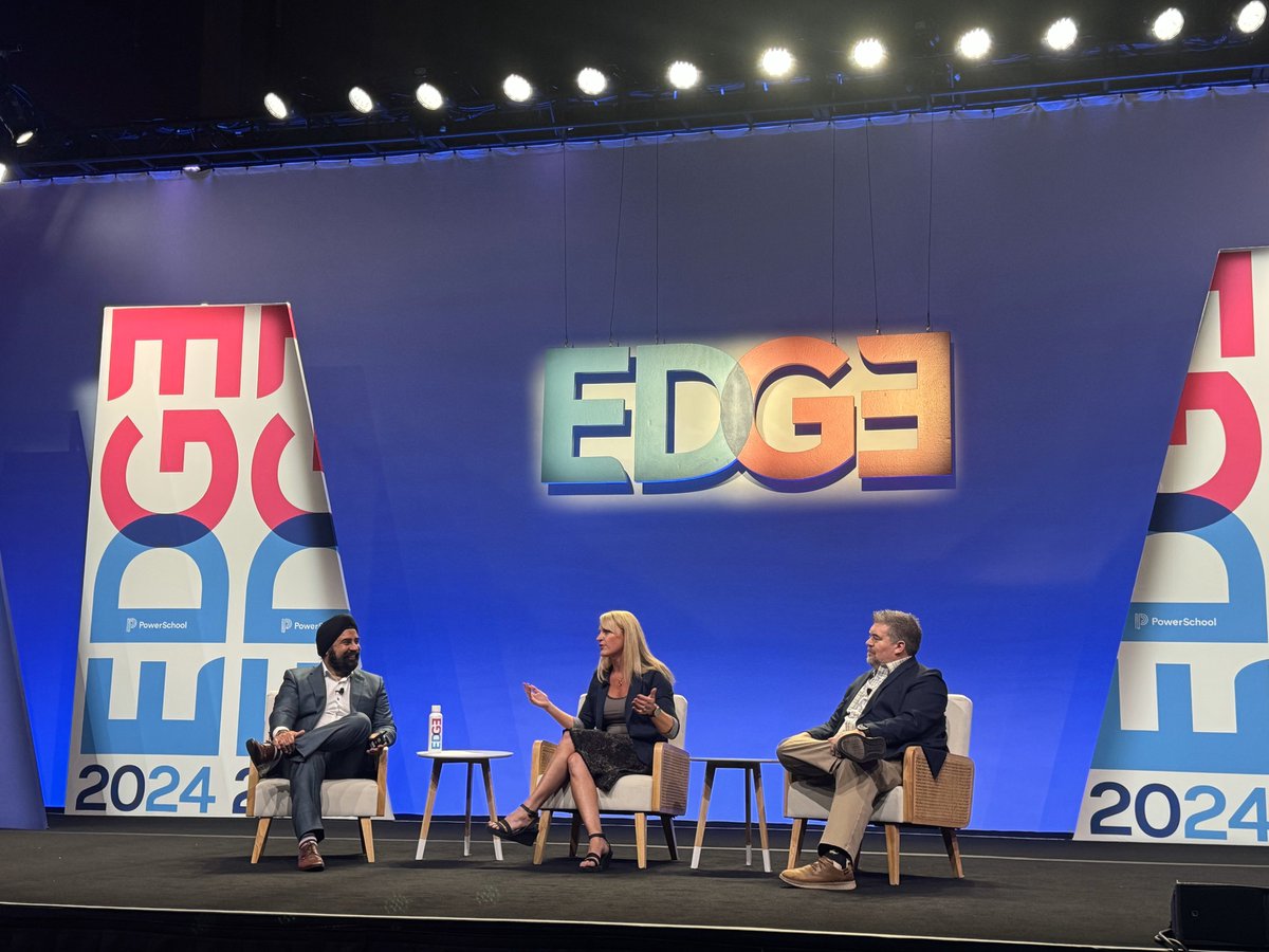 This morning, Supt. Kerry Callahan and Board President Jason Price joined Hardeep Gulati during the  PowerSchool EDGE Conference keynote. They highlighted the advantages of using a unified educational software platform and the role of AI in education. 
<a href="/MyPowerSchool/">PowerSchool</a> 
#PSEDGE2024