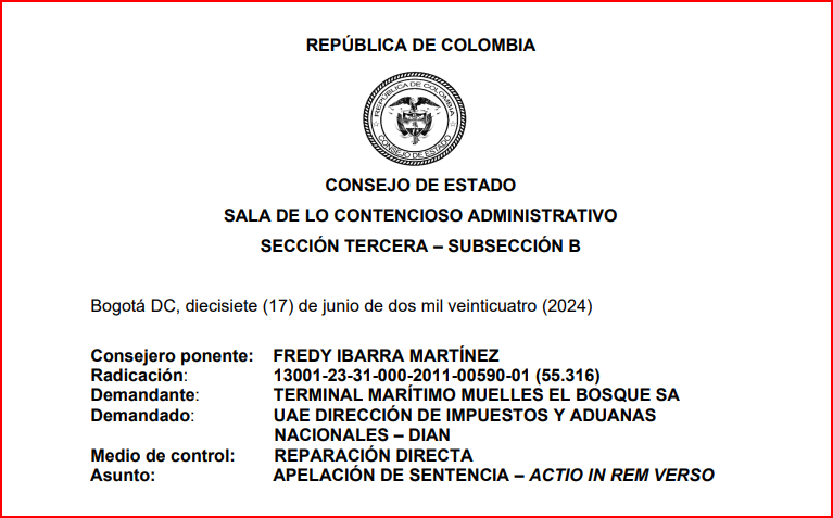 JurisprudenCol's tweet photo. Declaran responsable a la (DIAN) por enriquecimiento sin causa debido al no pago de los servicios de bodegaje de mercancías aprehendidas o abandonadas a favor de la Nación

Lo primero a destacar por parte de la Sala es que los hechos de la demanda no se adaptan a una ocupación administrativa, sino específicamente a la prestación de un servicio por parte de una empresa privada en favor de un ente público sin la existencia de un contrato; en ese orden de ideas, la Sala debe establecer si está acreditado que la DIAN se enriqueció sin causa y empobreció correlativamente a la parte actora, por cuanto esta prestó sin remuneración ni contrato el servicio de almacenamiento y custodia de varios bienes que finalmente fueron aprehendidos y quedaron en estado de abandono. Se encuentran acreditados los dos primeros elementos  para la procedencia de las pretensiones, es decir, un incremento patrimonial por parte de la DIAN quien, pese a recibir a satisfacción el servicio de almacenaje y custodia de varias mercancías frente a las cuales se produjo su aprehensión o quedaron en situación de abandono, no procedió al pago del correspondiente servicio y, un correlativo empobrecimiento de la sociedad Terminal Marítimo Muelles El Bosque SA quien, pese a prestar dicho servicio, no recibió contraprestación alguna. 

En este caso, se constata que la sociedad Terminal Marítimo Muelles El Bosque SA, para la época de los hechos, era un depósito debidamente habilitado por la DIAN, no de otra forma pudo dejar en su custodia las mercancías relacionadas en el acápite de hechos probados y sin que previamente se hubiera suscrito convenio o contrato para la prestación del servicio de bodegaje. En esa dirección, no existe causa para el empobrecimiento de la sociedad demandante, es decir, no hay explicación o justificación jurídica para poder predicar que la actora estaba obligada a prestar el servicio sin contraprestación alguna. 

A partir de las normas citadas, especialmente del artículo 525 de la Ley 2685 de 1999, se infiere entonces que, los gastos que se hubieren generado por el hecho de haber permanecido una mercancía en custodia de un depósito habilitado, la cual posteriormente adquiere el estatus de aprehensión o abandono, deben en consecuencia ser remunerados. De igual modo, no advierte la Sala que la persona jurídica demandante contara con otro medio diferente para obtener la compensación de la aminoración patrimonial sufrida ya que, no se suscribió entre las partes un contrato frente al cual pueda alegarse su incumplimiento; la fuente del desmedro patrimonial tampoco puede ser un acto administrativo en la medida que no se advierte la existencia de pronunciamiento alguno por parte de la DIAN a través del cual se hubiera decidido sobre el pago de aquellos perjuicios y menos que exista en el ordenamiento aduanero alguna norma que exija el agotamiento previo de una actuación administrativa para efectos de reclamar dichos valores, razón por la cual se concluye que la fuente de la afectación es un hecho jurídico cuyas consecuencias patrimoniales y correspondiente compensación puede ser reclamada por vía del medio de control de reparación directa.

En ese entendido, De conformidad con la jurisprudencia de la Corte Suprema de Justicia y la del Consejo de Estado, para que se configure el enriquecimiento sin causa es necesaria la constatación de los siguientes elementos: (i) un incremento patrimonial sin causa de una de las partes, (ii) un correlativo empobrecimiento de la otra, (iii) que ese desequilibrio se produzca sin causa jurídica que lo sustente, (iv) que el afectado carezca de otro medio para reclamar y obtener compensación y, (v) que no se busque desconocer un imperativo legal. 

Portal de actualización Jurisprudencial. Solicita tu suscripción aquí 👉 https://t.co/LAQoZz9KKg