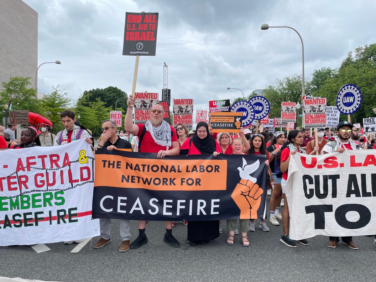 NationalNurses's tweet photo. Nurses were proud to stand with the National Labor Network for Ceasefire today in Washington D.C., to call for an immediate ceasefire in the war in Gaza, and an end to U.S. military aid to Israel. https://t.co/eO1v4oROBQ