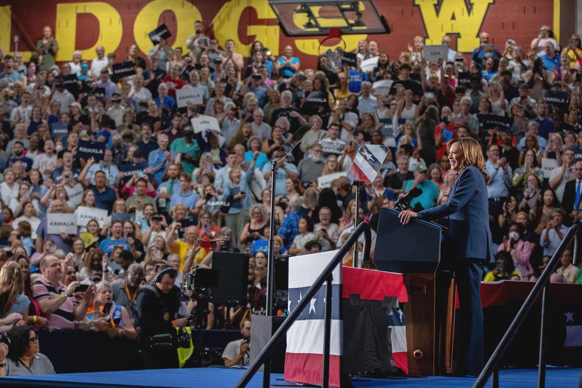 Kamala Harris at her first rally as candidate for president