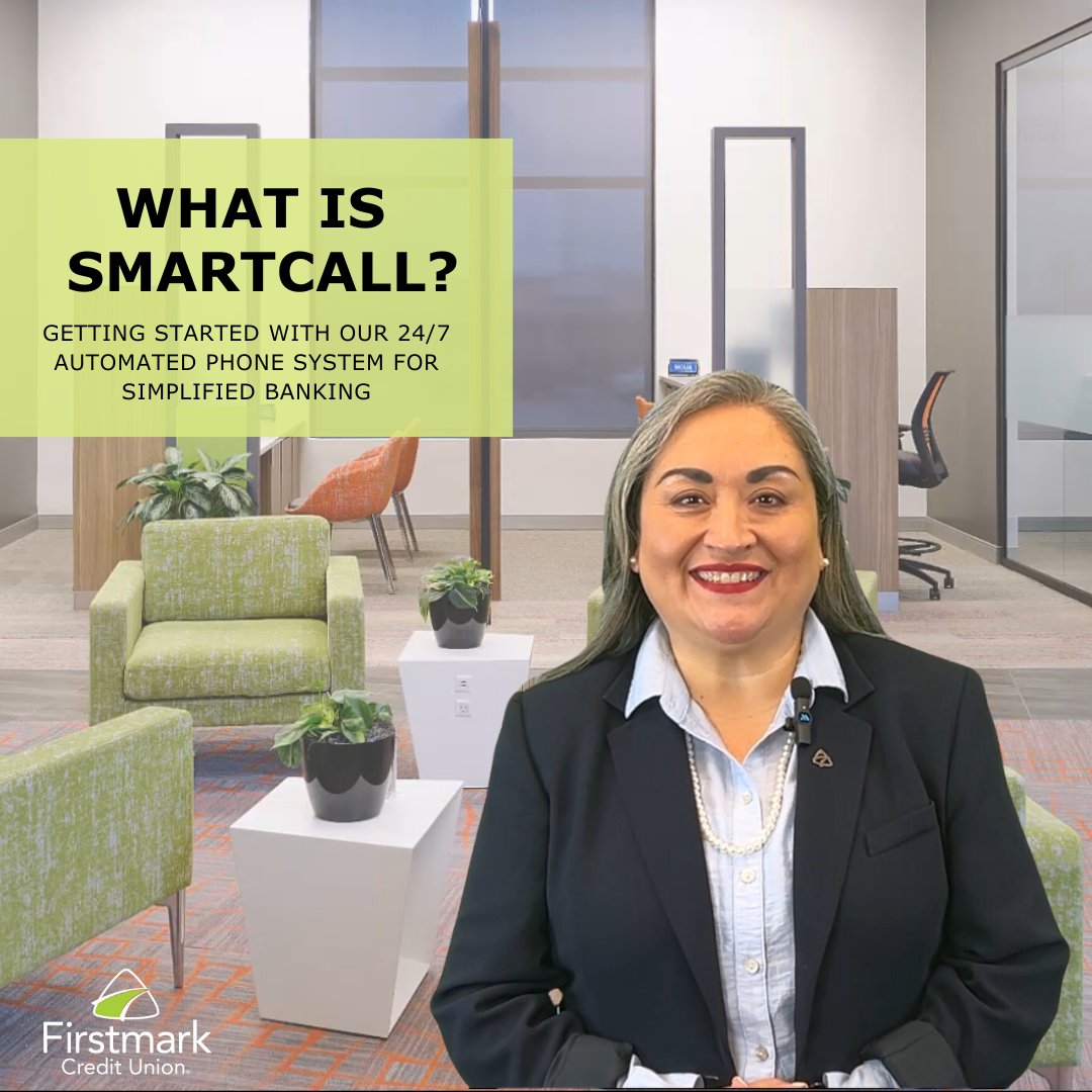 Introducing SmartCall, our new 24/7 automated phone system designed. 📞✨ Skip the line &amp; manage your account on your schedule! Check balances, transfer funds, and more with just a few taps. Watch our how-to video: bit.ly/3Lw30Bj #BankFromAnywhere #FirstmarkCU