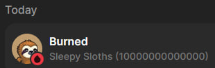 SleepySlothsDAO's tweet photo. Another 1% has been burnt, which puts us at over 10% of the total supply on Day 2 of Sleepy Sloths being live. 

The sloth stays sleeping 😴 https://t.co/ql42fqTXdQ