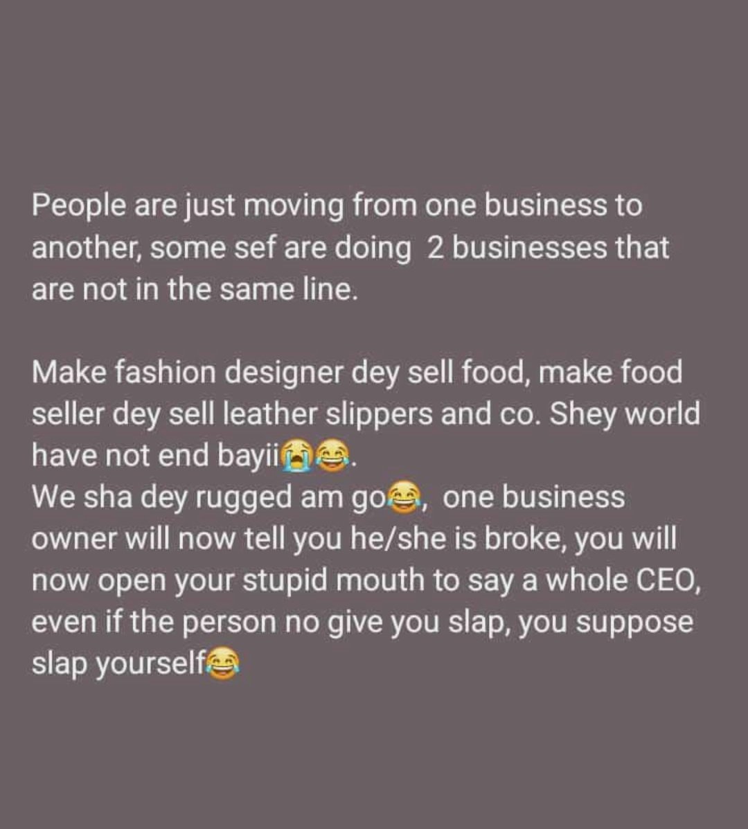 Do you mean, Like make <a href="/davido/">Davido</a> dey do astronaut, make @__ObiCubana dey do lawyer, <a href="/egugunoflagos/">(fan) Egungun</a> dey  do DJ, <a href="/burnaboy/">Burna Boy</a> dey fight boxing, make <a href="/Olamide/">Olamidé</a> dey do football commentator and aunty <a href="/TiwaSavage/">Tiwa Savage ⚔️</a> dey sell building materials..?