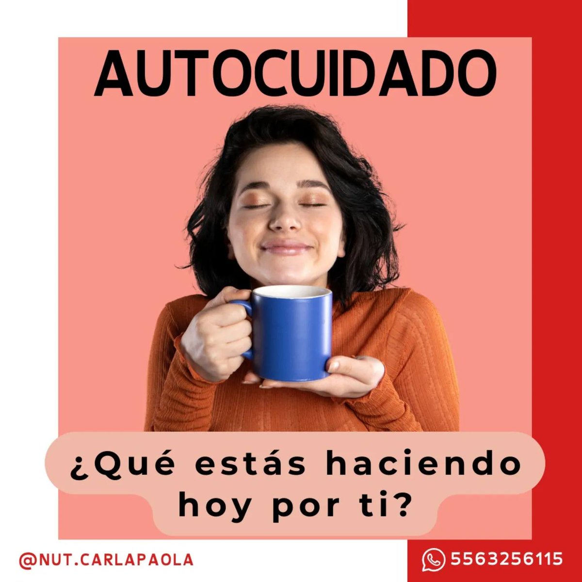 NutCarlaPaola's tweet photo. 📷 El #autocuidado es la práctica de atender y satisfacer nuestras propias necesidades físicas, emocionales y mentales. Es una forma de reconectar 📷 con nosotros mismos y asegurarnos de que estamos en equilibrio 📷 y bien cuidados. https://t.co/zPVQCHWdbY