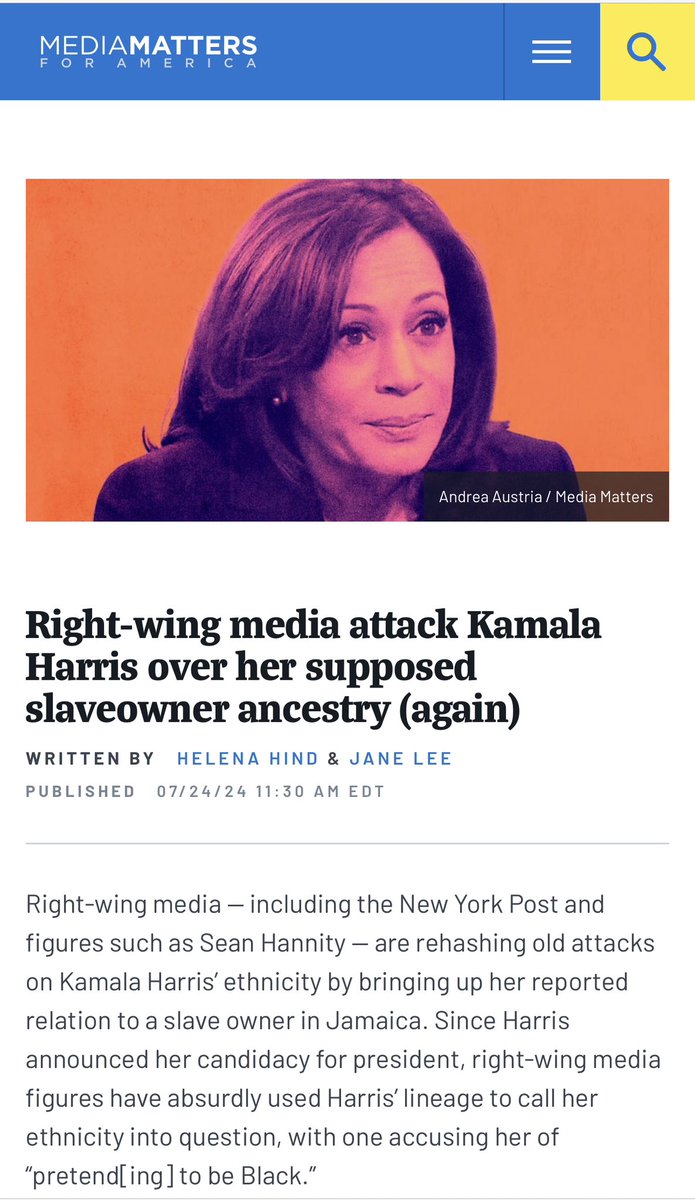 thevivafrei's tweet photo. Thank you @mmfa for quoting me in confirming that @VP Kamala Harris’ black family history extends to her father’s family having owned slaves in Jamaica.

Surprising that you should confirm my reporting. So thank you. https://t.co/FVBJSTqeZC
