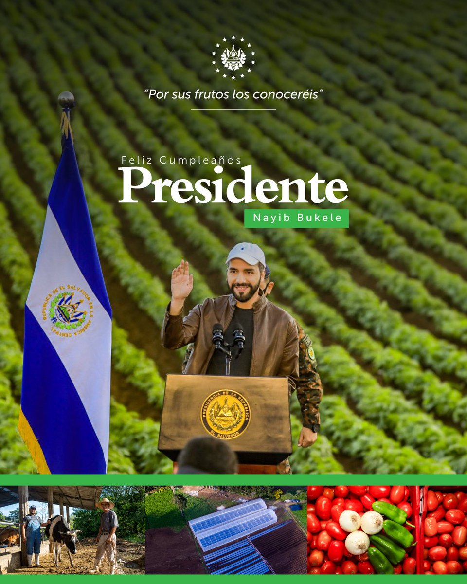 El único Presidente que realmente se está preocupando por levantar la Agricultura y Ganadería del país. ¡Feliz cumpleaños Presidente <a href="/nayibbukele/">Nayib Bukele</a>!