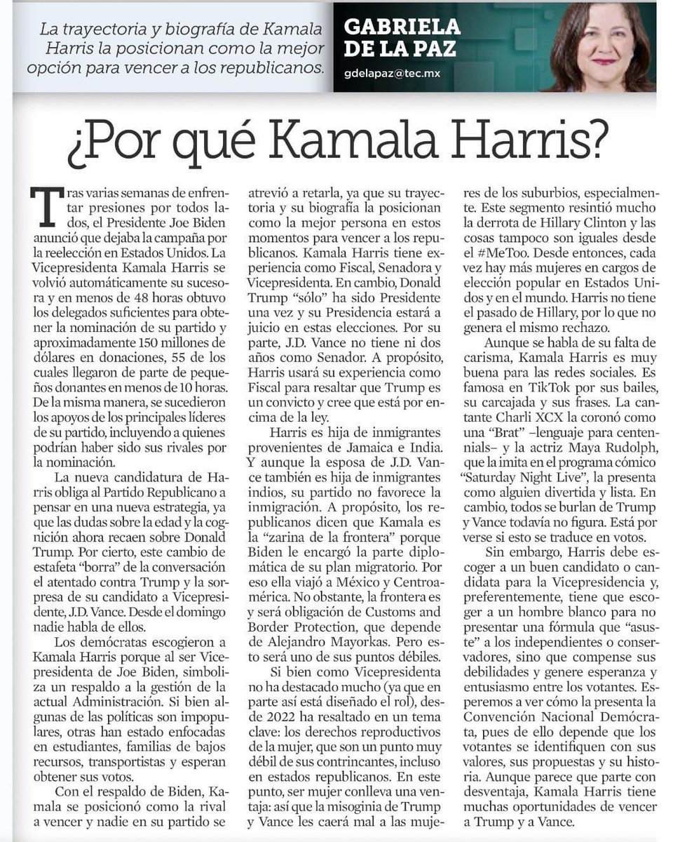 Elecciones en Estados Unidos, lean a Gaby de la Paz.