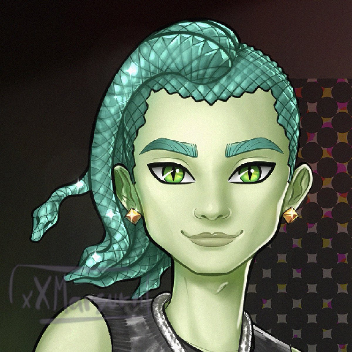 xXMarsurn's tweet photo. Deuce concept illustration 🐍❤️ #monsterhigh #monsterhighg3 #fandesign #conceptart #fanart #g3 #deucegorgon #deuce #dolldesign #monsterhighfanart #illustration https://t.co/2fXCtNA4oJ