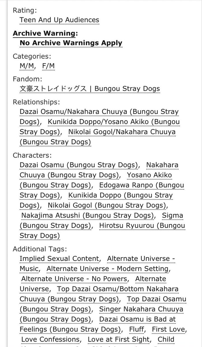 monkeybanana41's tweet photo. the bsd fic i wrote for the @bsdchronicles! had a lot of fun writing it 🥰💕

→the note to my soul [ch.1]
→ rating: t
→ 20k
→ skk / dachuu 
→ modern/music au
→president company dazai, singer chuuya
→ co-written with @LilyMYellow 

#BSDMusicalChronicles 

fic link below🔽 https://t.co/KaGL1gPHJB