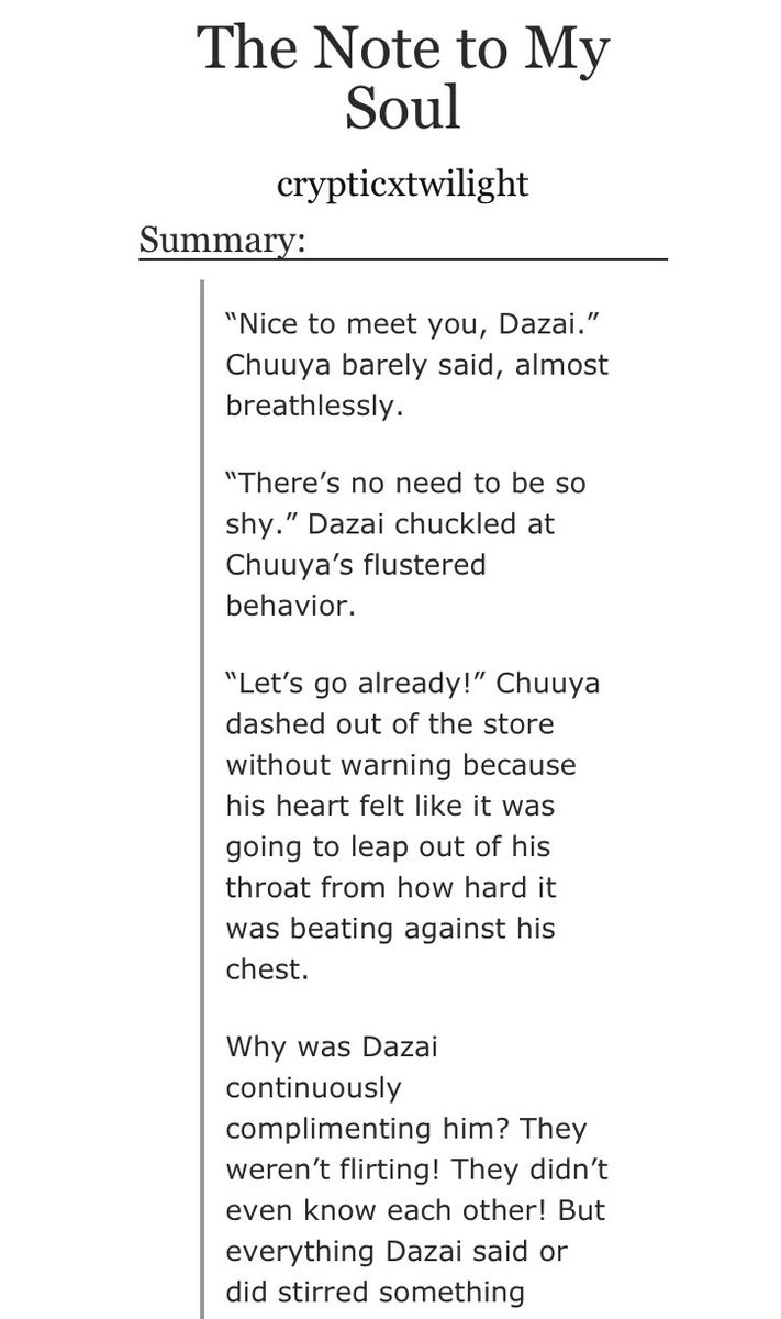 monkeybanana41's tweet photo. the bsd fic i wrote for the @bsdchronicles! had a lot of fun writing it 🥰💕

→the note to my soul [ch.1]
→ rating: t
→ 20k
→ skk / dachuu 
→ modern/music au
→president company dazai, singer chuuya
→ co-written with @LilyMYellow 

#BSDMusicalChronicles 

fic link below🔽 https://t.co/KaGL1gPHJB