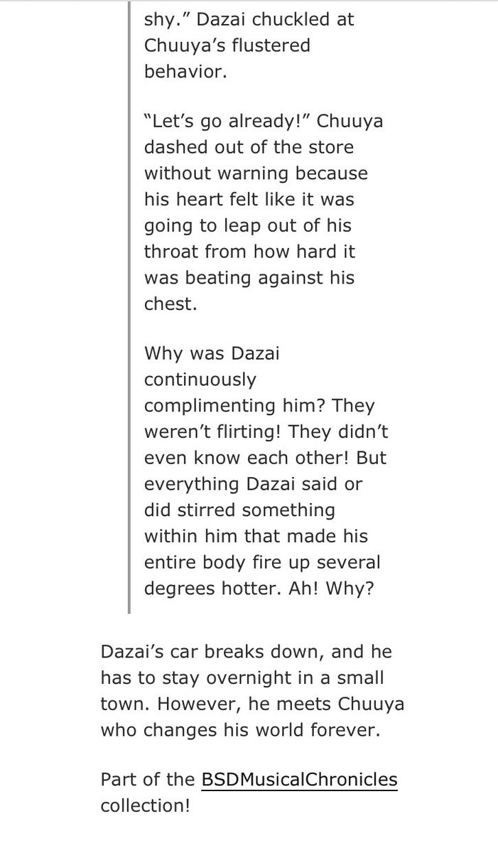 monkeybanana41's tweet photo. the bsd fic i wrote for the @bsdchronicles! had a lot of fun writing it 🥰💕

→the note to my soul [ch.1]
→ rating: t
→ 20k
→ skk / dachuu 
→ modern/music au
→president company dazai, singer chuuya
→ co-written with @LilyMYellow 

#BSDMusicalChronicles 

fic link below🔽 https://t.co/KaGL1gPHJB