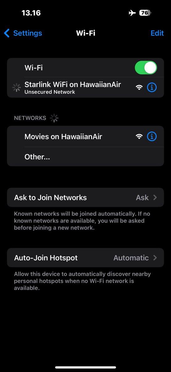 Starlink on Hawaiian Airlines is the best thing ever!  #starlink <a href="/elonmusk/">Elon Musk</a>