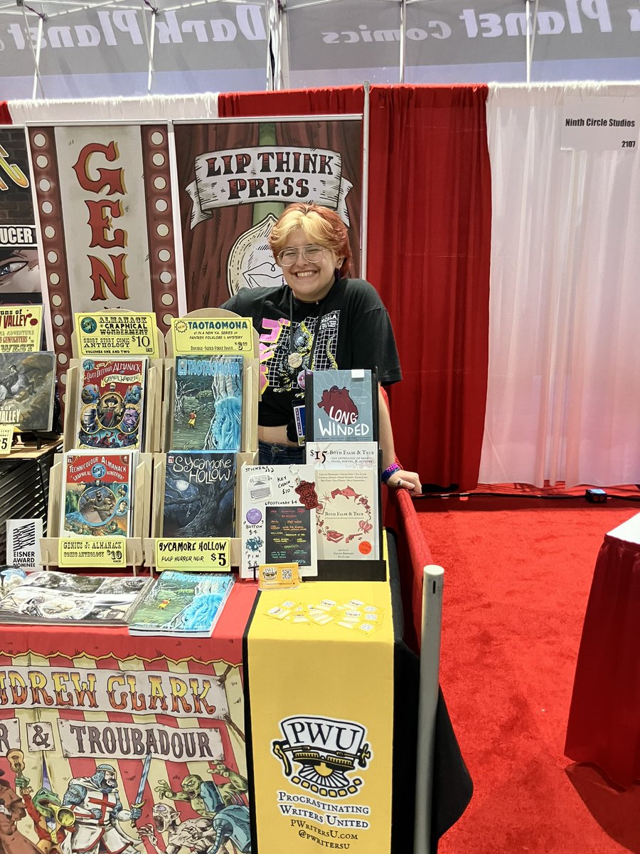 PWritersU's tweet photo. PWU is back at #SDCC #SDCC2024! Featuring our newest release, LONG-WINDED, our first collection BOTH FALSE &amp; TRUE, plus stickers, pins, keychains, and more from @suitcasedragon. Come chat with @evacathc &amp; buy a book while you’re at it! Seated at booth 2103 with @LipThinkPress. https://t.co/xcokmLKxrm