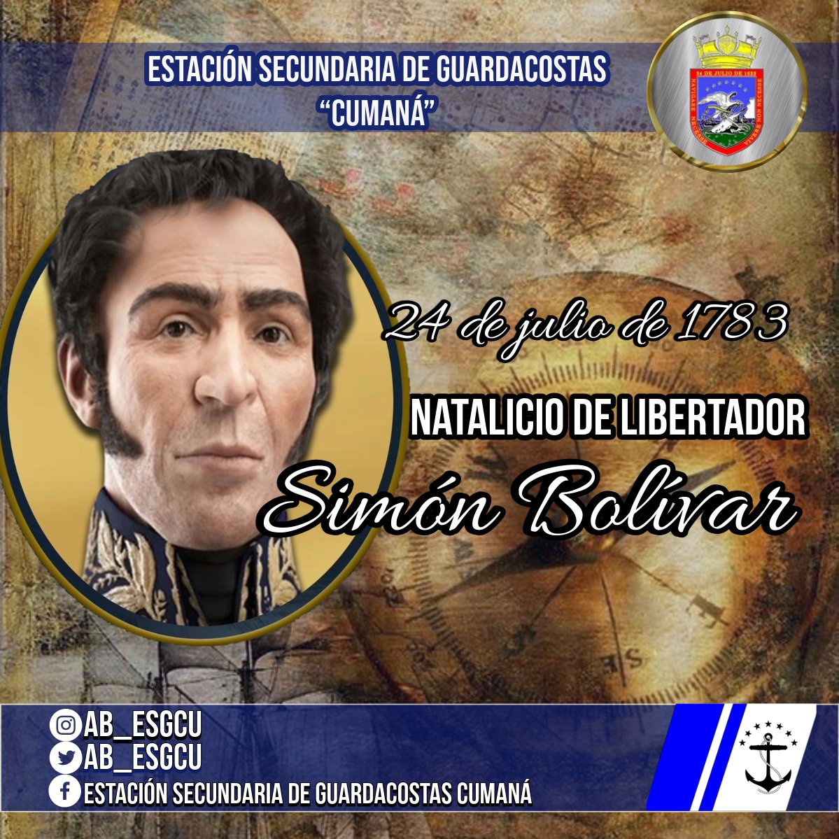 #24Julio Con orgullo conmemoramos el 241° aniversario del natalicio de nuestro padre de la Patria Grande, libertador de naciones y guía de nuestros ideales, Simón Bolívar, quien sembró la semilla definitiva para lograr nuestra independencia y soñada soberania.