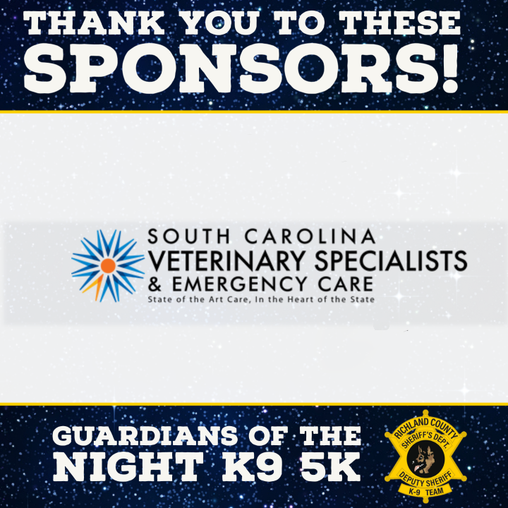 RCSD's tweet image. ⭐ This year we once again welcome South Carolina Veterinary Specialists and Emergency Care as a returning  sponsor of the Guardians of the Night K9 5K! ⭐
SCVSEC has been with us for many years and we are so grateful for the continued support! 🐾
#RCSD #k9 #run