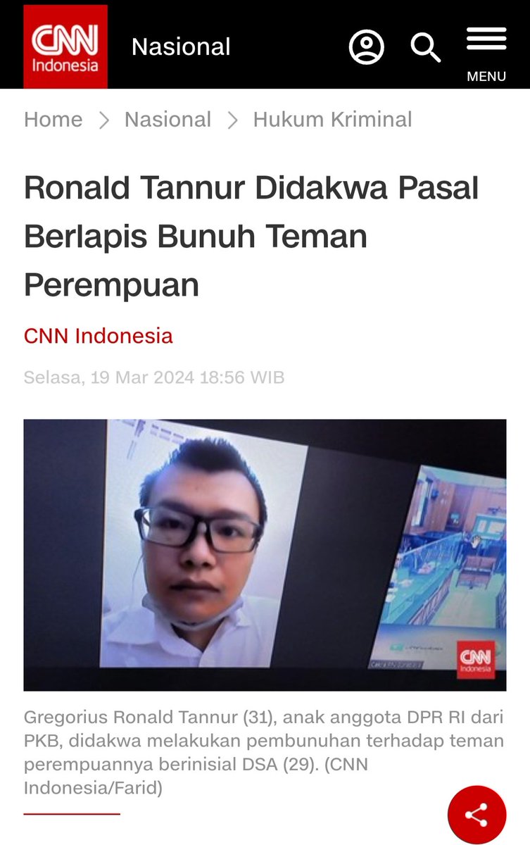 Kok bisa ya..
Seseorang yg diawal persidangan didakwa dg Pasal Berlapis diahir sidang bisa mendapatkan Vonis Bebas ? Apa Krn anak Politisi ?
Dimana rasa keadilan utk keluarga korban ? 
Apa memang Hukum di Indonesia hanya tajam kebawah saja ?
Ngeriii..

cnnindonesia.com/nasional/20240…