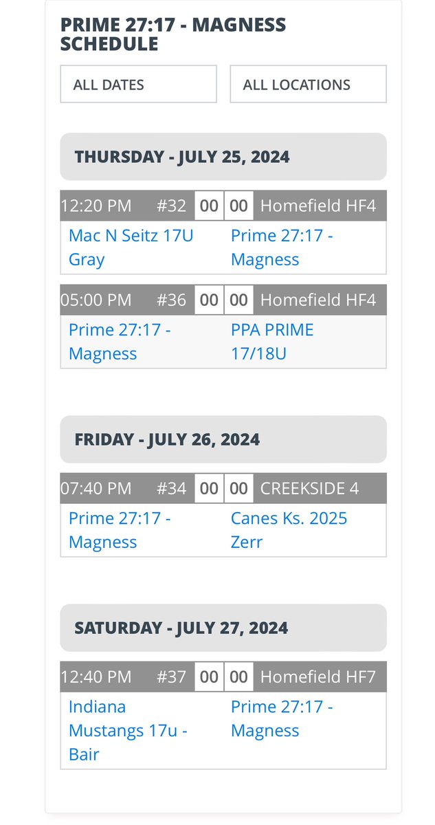 cole_chinnock's tweet image. Pool play schedule for this weekend in the PBKC World Series @PBR_Uncommitted @BUncommitted @Prime_Aces_2025
