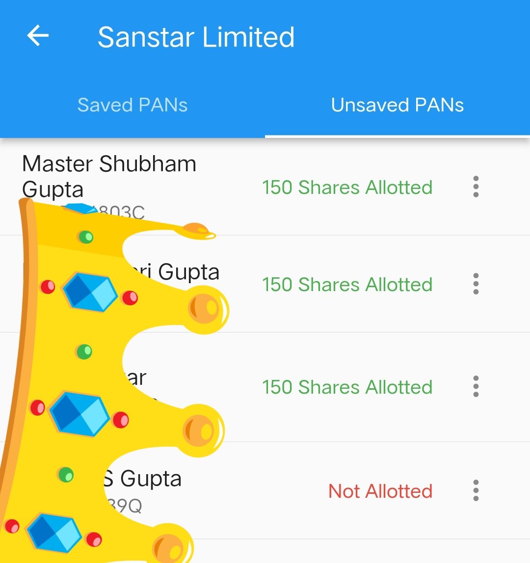 Umesh7984's tweet photo. #Mainlineipo #IPO #ipoallotment #Sanstar #Zerodha #NSEIndia
#equity #shares #BSE
Allotment out got 3 retail check yours
https://t.co/4aw74cJ5Pj https://t.co/tqFzFfQZsD