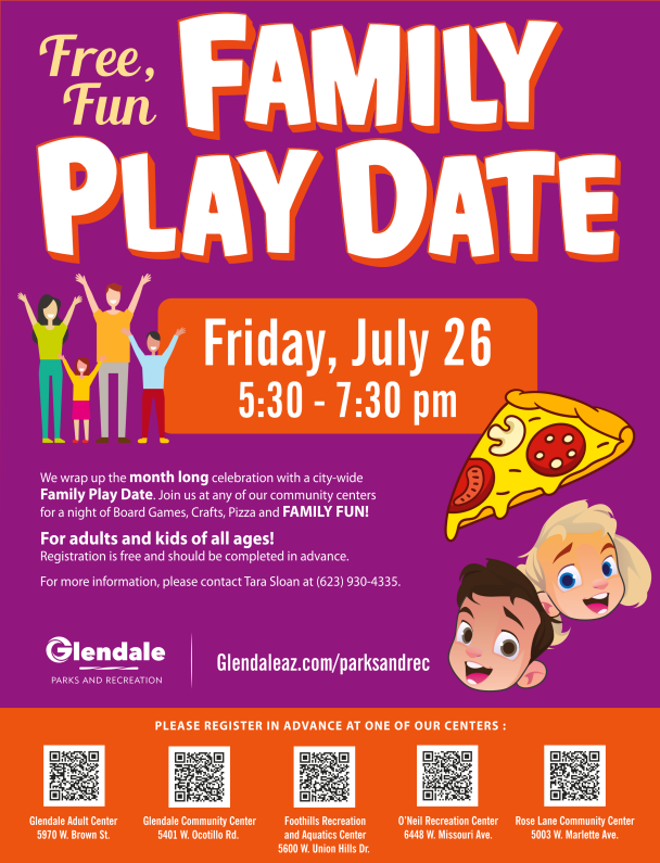 CMBaldenego's tweet photo. Have you made plans for the family this weekend? you have now! Join us Friday from 5:30-7:30 pm at ALL @GlendaleAZ  Community Centers for our FREE, Fun Family Play Date. https://t.co/aWsA2Ft0Af