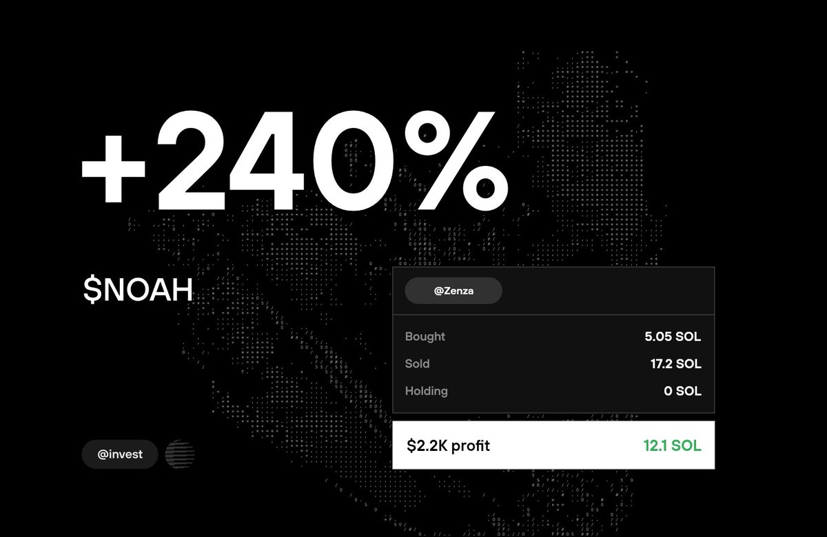 💰0.5 sol giveaway after a small win on $NOAH.

- RT &amp; Like
- Drop wallet in comments 👇