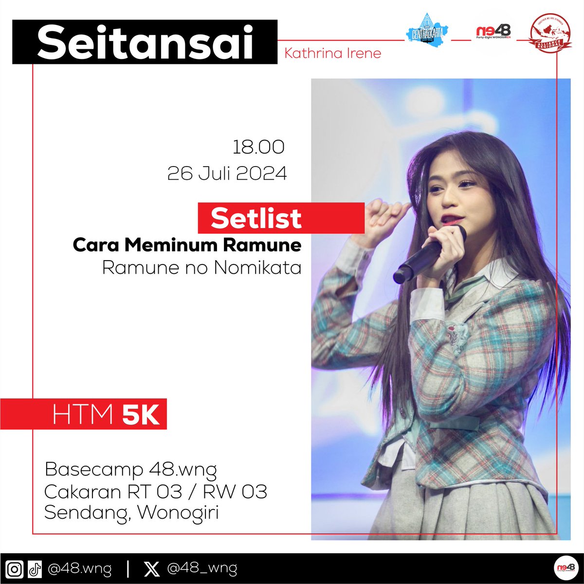 48_wng's tweet photo. Nobar STS Kathrina di Setlist Cara Meminum Ramune.
Untuk HTM dikenakan harga 5K ya gaes, ajak temen kalian biar makin seru🥳🥳
Sampai ketemu di acara gaes...👋👋
#fyp #jkt48newera #jkt48 #kathrinajkt48 #seitansai #nontonbareng #fansbase #wonogiri #carameminumramunejkt48 #en48 https://t.co/0NQLZhekJk