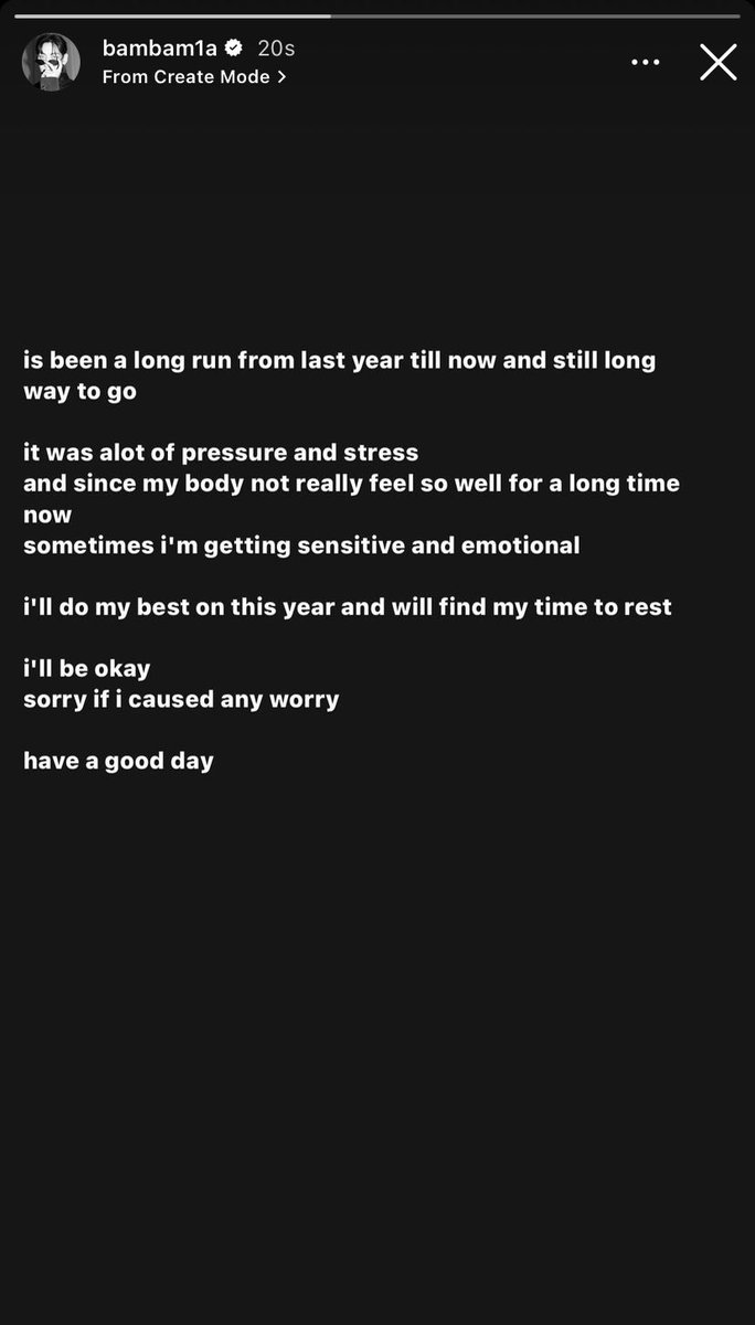 cyjprint's tweet photo. BamBam update!

"...sometimes i'm getting sensitive and emotional
i'll do my best on this year and will find my time to rest
i'll be okay
sorry if i caused any worry
have a good day"

#BamBam #뱀뱀 @BamBam1A https://t.co/n6wSw3hwtk