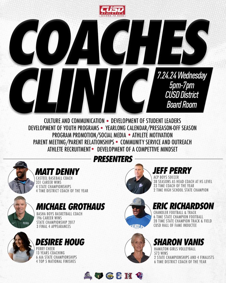 msraeblack's tweet photo. In support of my fellow coaches at the first Chandler Unified School District Athletics Coaches Clinic. Seasoned head coaches on this panel, can’t wait to hear their story #teamCUSD @CUSDAthletics https://t.co/mp4EpKGP2v