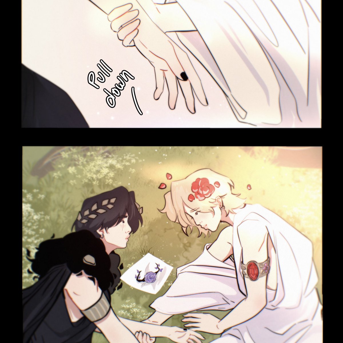 dear_911_'s tweet photo. Hades x Persephone ૮ ˶ᵔ ᵕ ᵔ˶ ა🌹
 #yoonmin mini comic https://t.co/fSwmH1OkAl