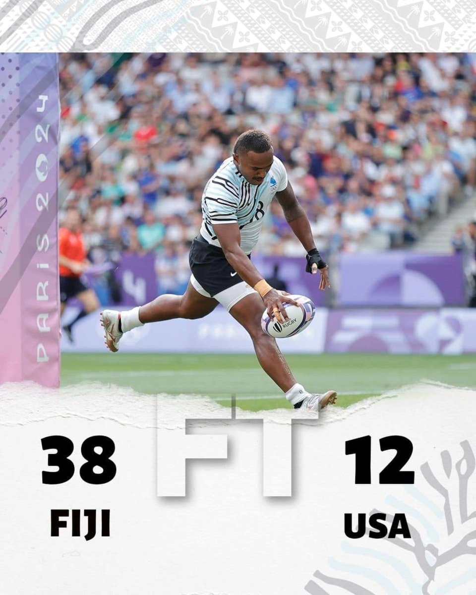 tomwaqa's tweet photo. Fiji 7s went 2-0 on Day 1. USA 7s on a draw and loss in Day 1. '24 Paris Olympics Rugby 7s Results Day 1. 💯❤️🏉
@fijirugbyunion @usarugby @therugbyship @olympics https://t.co/wa7Ju4xNdr