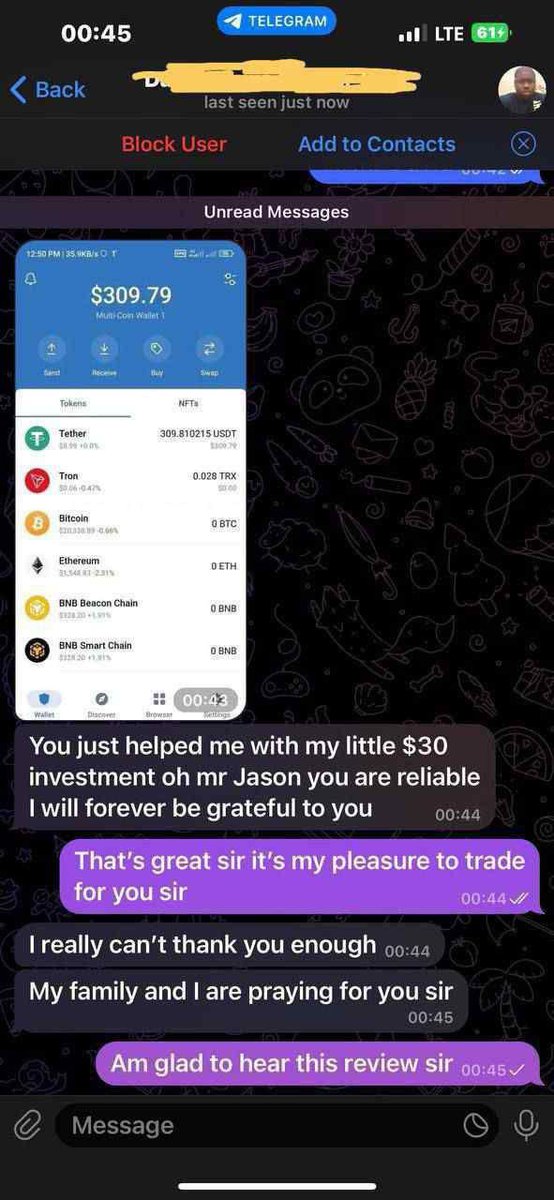 Congratulations 🎊 🤝
Thanks for your feedback
God bless you for trusting and investing with us.... contact 👇👇
Me to know how to invest and make make huge profits from your little investment daily