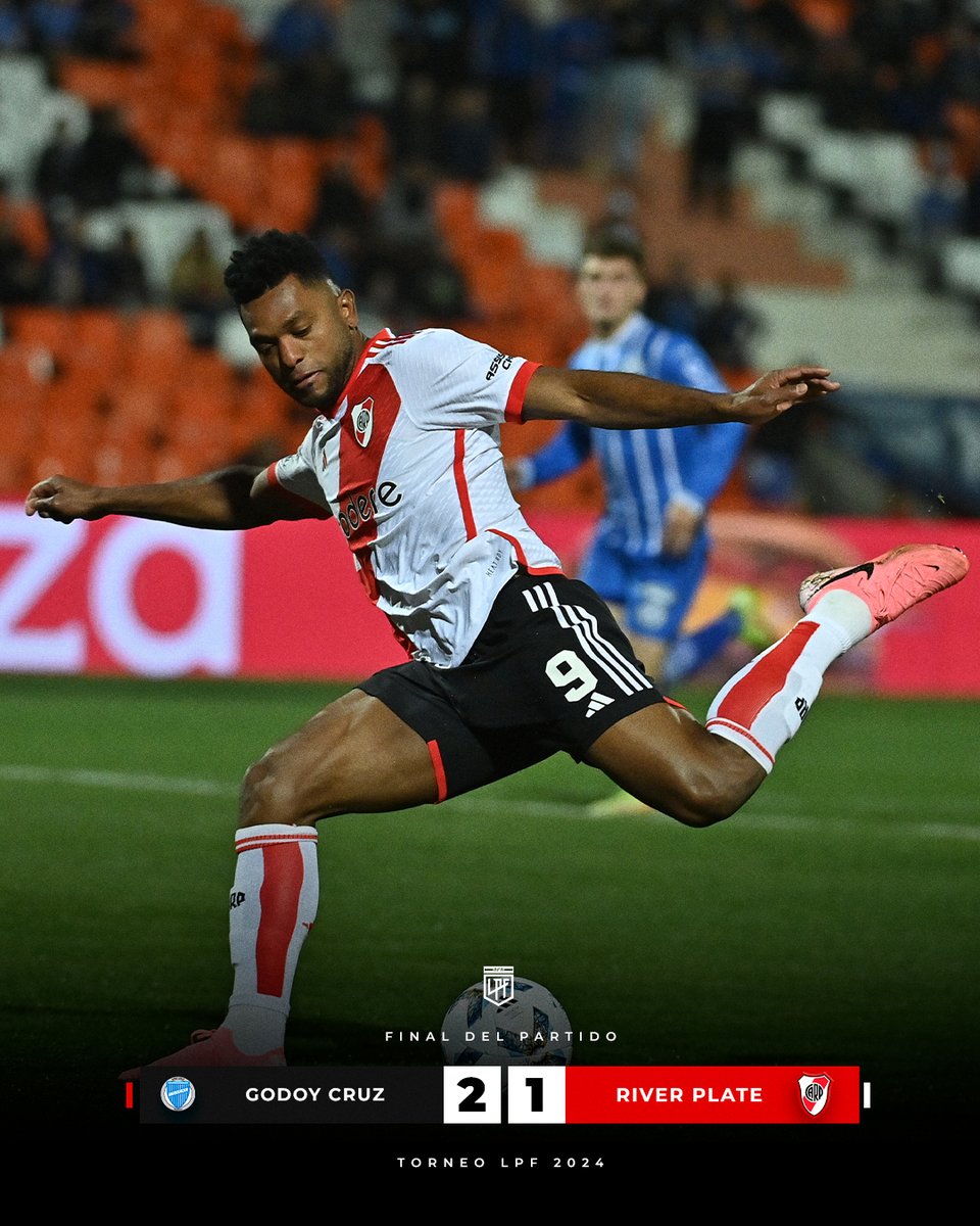 RiverPlate's tweet photo. Final del partido. Godoy Cruz 2 - River 1. https://t.co/xQNKrNvrmj