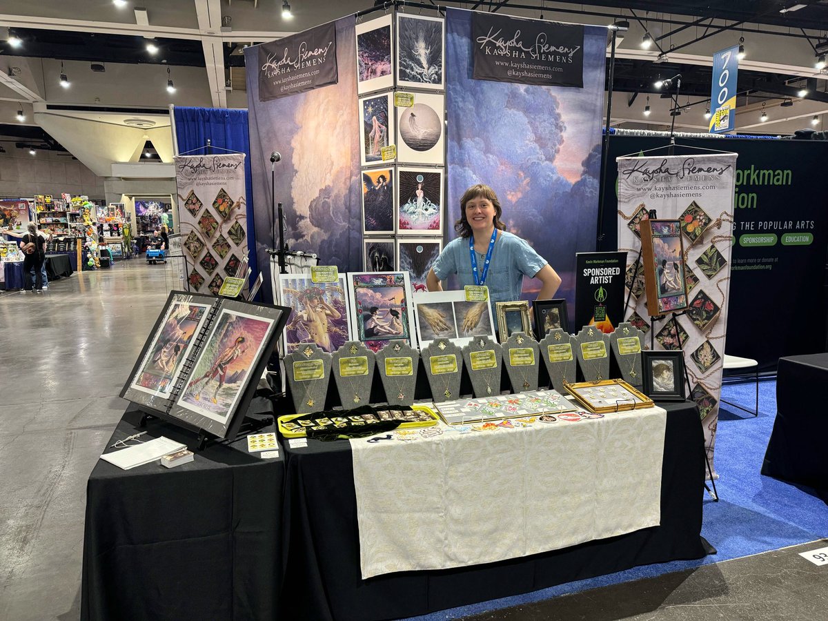 kworkfoundation's tweet image. It’s PREVIEW NIGHT at #sdcc2024!

Come meet our Sponsored Artist, @KayshaSiemens, in booth 936 &amp;amp; check out her beautiful work!

Our regular cast of nefarious characters is also standing by next door in booth 934:  say hello to them, too — they get lonely!  👍🏻😀

#comiccon #SDCC