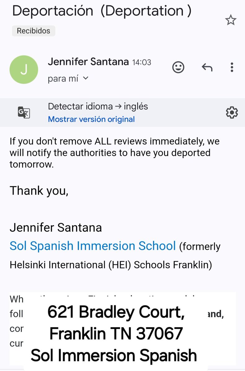 Valores_Claros's tweet photo. This message was sent to me by my former employer at daycare sol school immersion spanish.  I didn't know that there was no freedom of expression in this country. @DeptofDefense @USCIS @StateDept @USDOL https://t.co/eAjO145JT4