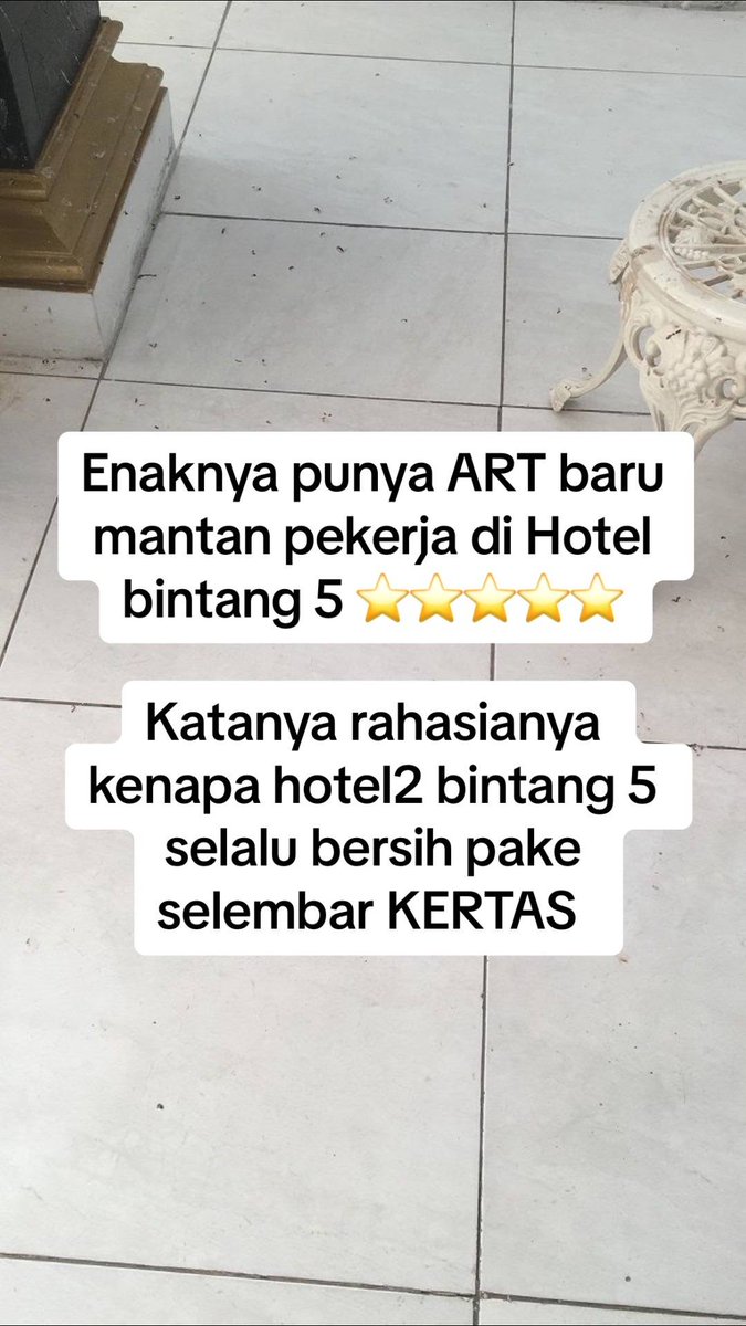 IdrilSyah's tweet photo. Ini dia rahasia hotel berbintang ⭐⭐⭐⭐⭐  membersih kan lantai pakai kertas❓

A thread https://t.co/wtwx8rAzEs
