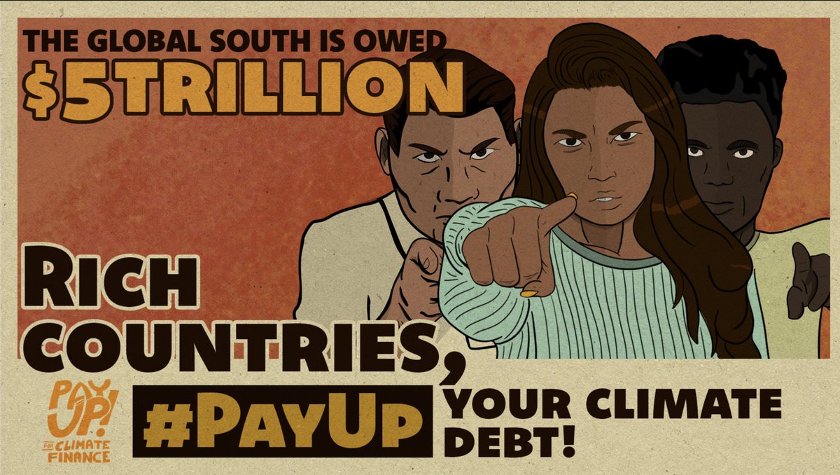 As climate disasters intensify, so should the call for justice! ✊
We URGENTLY need the Global North to answer for decades of inaction that have escalated climate disasters. Global North governments need to #PayUp $5 trillion/year now💸

#ClimateFinanceNow #TrillionsNotBillions