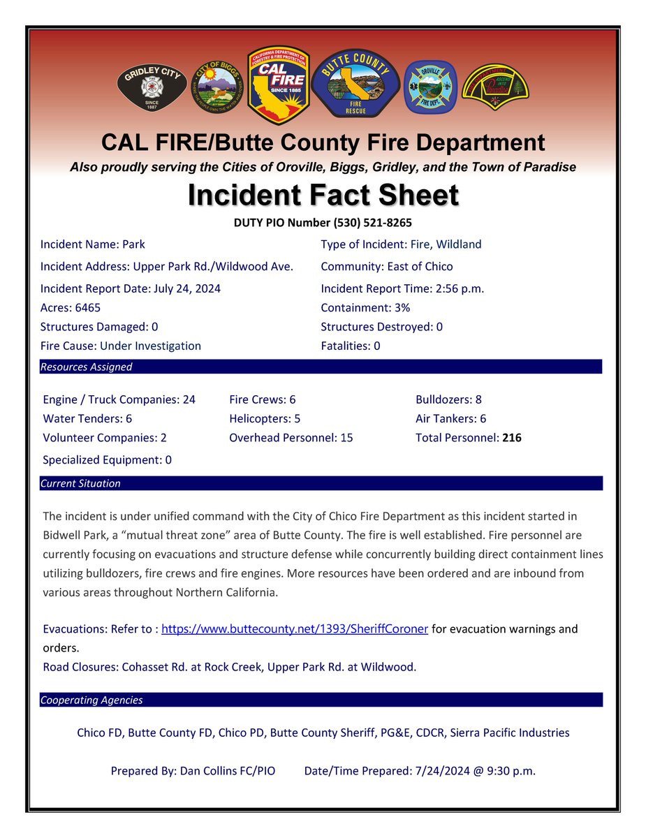 CAL FIRE/Butte County Fire Department tweet media