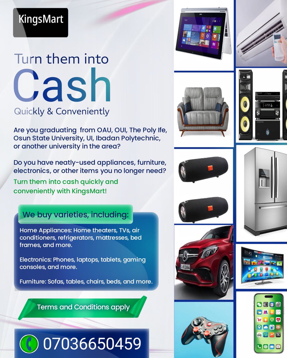 MichaelKolade7's tweet photo. Turn them to cash. Call KingsMart now. Please help #REPOST #oauife #greatifestudents #ileife #osunstate #sales #usedcars #oaublog #oaustudents #ouistudents #ouiblog #ouiipetumodu #osunstateuniversity #thepolyife #polyife #greatife https://t.co/gwka7jZ6N5