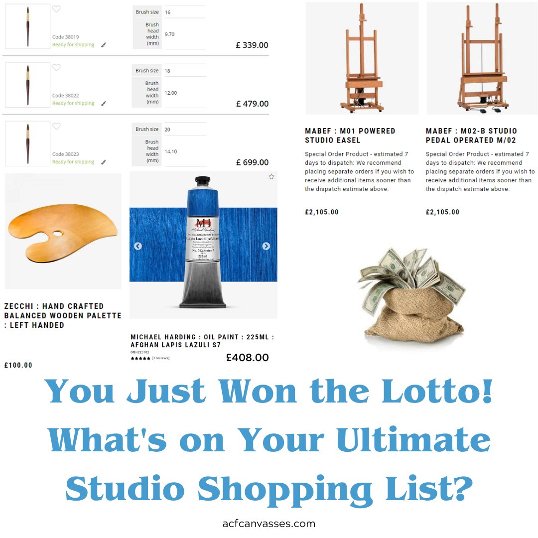 ACFcanvasses's tweet image. 𝘾𝙊𝙉𝙂𝙍𝘼𝙏𝙐𝙇𝘼𝙏𝙄𝙊𝙉𝙎!!!! 🍾🎉🎊
You just won the lotto!!!

(Nah, just kidding!!) BUT... If you did... What would you buy for your ultimate art studio??

acfcanvasses.com

#ArtStudioGoals
#UltimateArtSupplies
#CreativeDreams
#StudioWishlist
#ArtistsParadise