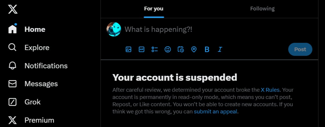 FrancesMFDanger's tweet photo. HEADS UP NATIVES:
JOHNNIE JAE HAS BEEN PERMANENTLY SUSPENDED FROM X WITHOUT WARNING OR EXPLANATION.
#nativetwitter #NTVX #johnniejaeback https://t.co/eGbvCnx1i0