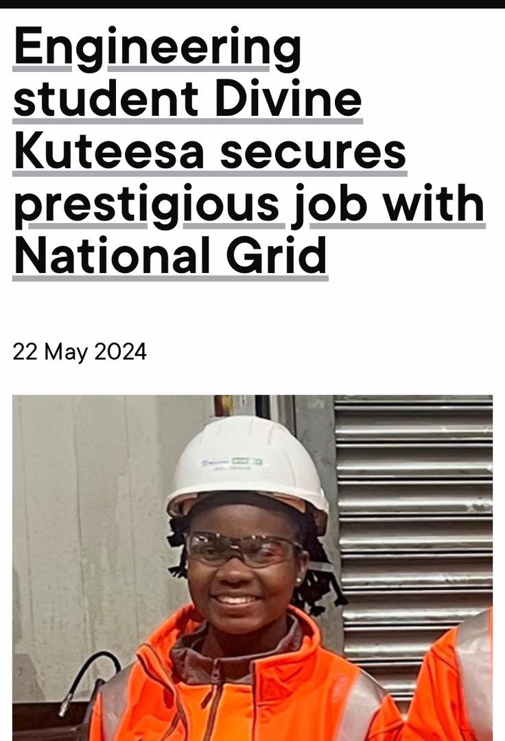 EngenderGirls's tweet image. Join us as we celebrate @appl_blossom, a pioneer mentee at @EngenderGirlUg, upon her remarkable achievement! She has made global news headlines by securing a prestigious apprenticeship at UK’ National Grid. 
#ThoughtLeader in the making.