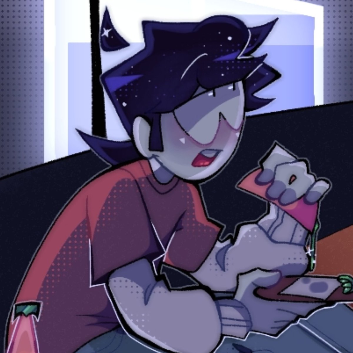 Roachyxxz's tweet photo. ¿Unos tacos o qué mi Kevin?
#spookymonth #streber #kevin #candybats (?) #sweetfangs #strevin #fanart #srpelo https://t.co/av9WfjFaUF