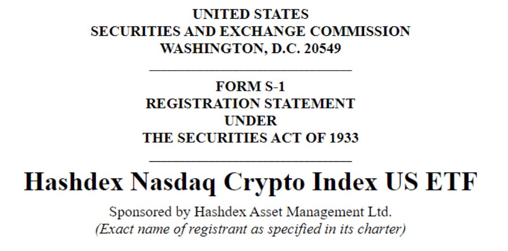 RYadav8177's tweet image. BREAKING :: #Hashdex files S-1 for  Spot #BTC  ETF  &amp;amp; #ETH  ETF