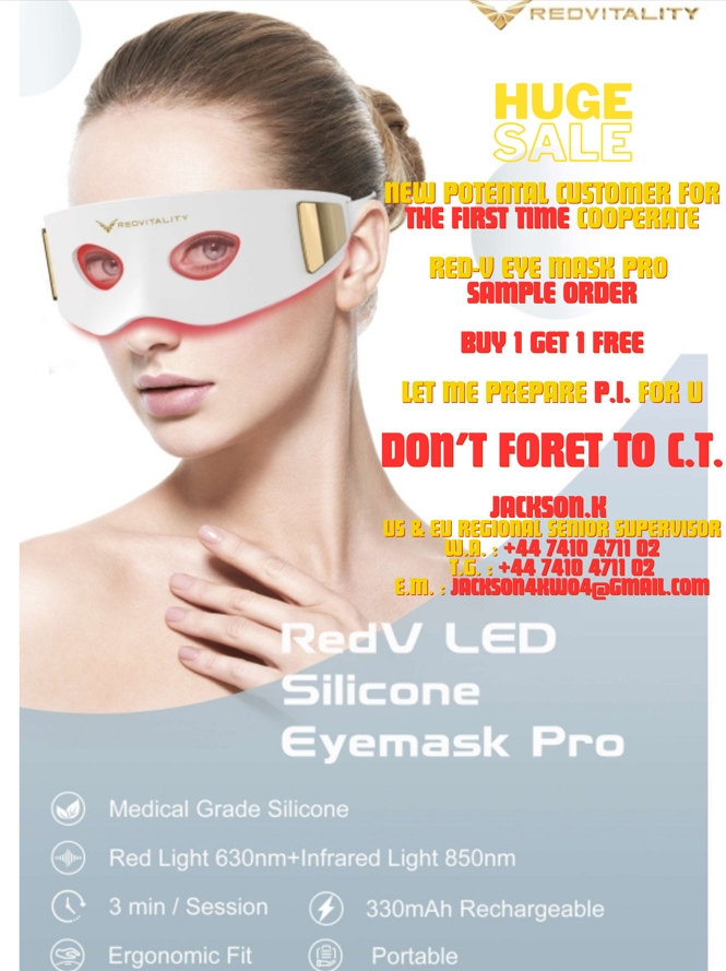 Jackson4K4's tweet photo. Amazing Promotion - Buy 1 Get 1 Free, and Waiting for your Sample Order. 
Our RedV LED Silicone Eye-mask Pro #naturalhealing #cosmetics #crossfitathlete #fitnesschallenge
.Medical Grade Silicone
.Red Light 630nm+Infrared Light 850nm
.3 min/Session
.330mAh Rechargeable https://t.co/W4P6Wtktup