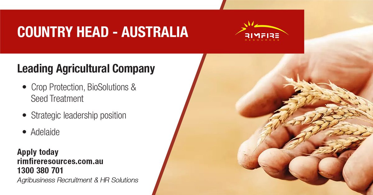 rimfireresource's tweet image. Join a leading international agribusiness providing solutions to Australian growers across Crop Protection, BioSolutions &amp;amp; Seed Treatment

Apply today: adr.to/xd2uyai

#agriculture #agribusiness #agjobs #rimfireresources