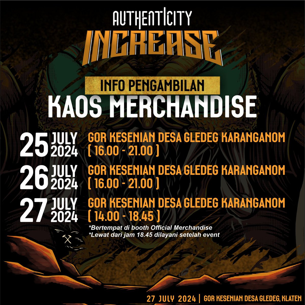 CBxPSS1976's tweet image. 🚨 INFO PENGAMBILAN KAOS 🚨

Berikut ini adalah waktu pengambilan kaos event acara kami.

 “ Terimakasih bagi yang membeli official T-shirt, Kalian telah membantu mendukung terlaksana acara kami. Sehat selalu saudaraku "

Are you ready? 

Klaten, 27 July 2024 
#Increase2024
