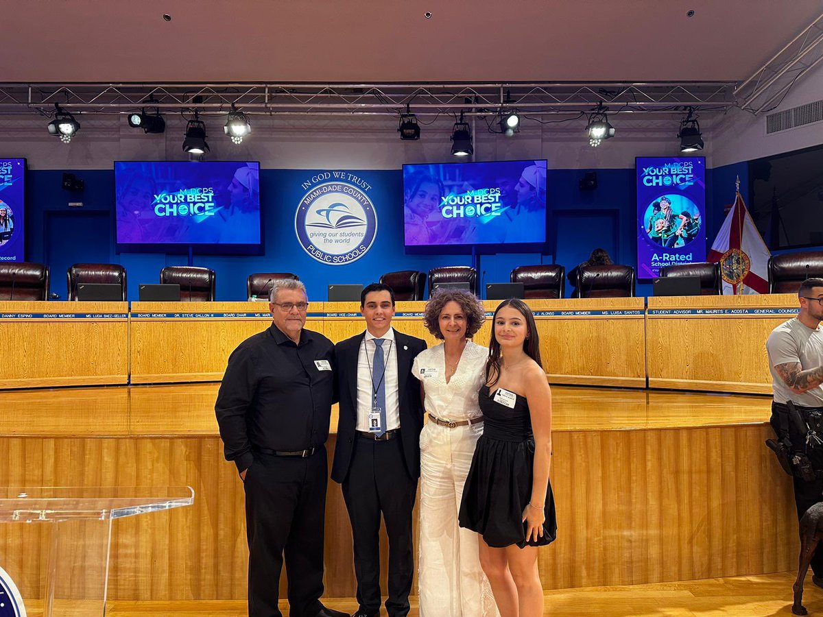 MDCPSStudentRep's tweet photo. Today I was officially introduced as the new student advisor to the School Board of Miami-Dade County.

Now, it’s time to get to work to make sure MDCPS continues being a model district for all things student representation and empowerment within our schools! 🗣️📚 https://t.co/sy2BYqFJlz